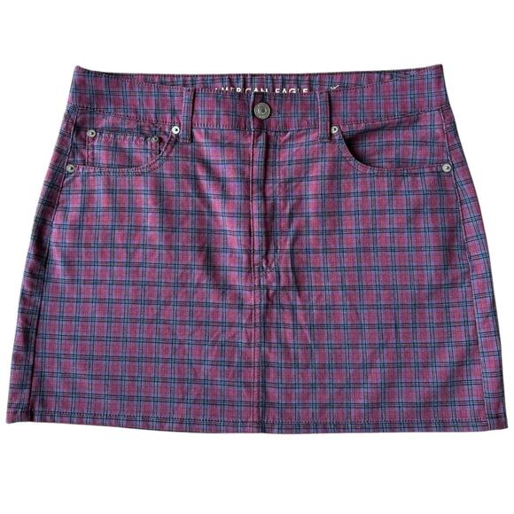 American Eagle High Rise Mini stretch skirts plaid black bundle of 2 size 12 - Picture 4 of 13